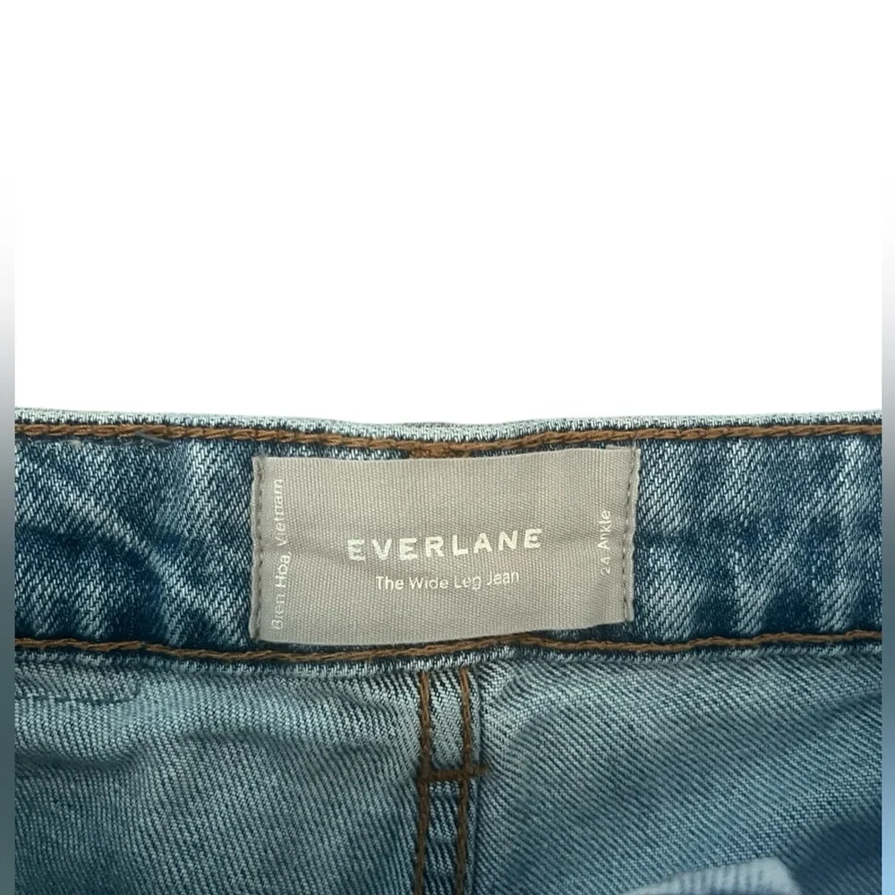 Everlane High Rise Wide Leg Light Wash Ankle Jean Size 24 - Picture 3 of 6